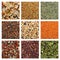 Collage of colorful sand samples