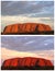 Collage of colorful sunsets, Uluru Ayers Rock, Australia