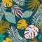 Collage contemporary floral hawaiian pattern in vector. Seamless surface design