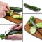 Collage with cucumber, peeled and cut into slices