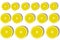 Collage of cut lemons. Sliced â€‹â€‹lemon on a white background.