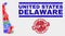 Collage of Delaware State Map Sign Mosaic and Distress Stop List Seal