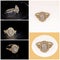 Collage Of Diamond And Gold Halo Ring