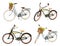 Collage of different bicycles on white