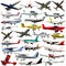 Collage of different civil airplanes
