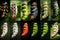 a collage of different colored caterpillar predators. Generative Ai