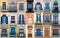 Collage of different colorful spanish windows