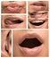 Collage of different lips caucasian woman with emotions