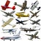 Collage of different modern airplanes