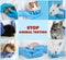 Collage with different photos and text STOP ANIMAL TESTING