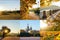 Collage from different pictures of beautiful views of autumn St. Petersburg. Russia