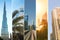 Collage from different pictures of beautiful views of Dubai