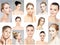 Collage of different portraits of young women in makeup