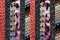 Collage of different wools, thin vertical stripes