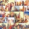 Collage Diverse Faces Summer Beach People Concept