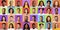 Collage Of Diverse Females And Males Portraits On Colored Backgrounds