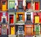 Collage of doors in RÃ¸ros. Norway