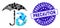 Collage Earth Umbrella Icon with Grunge Precaution Seal