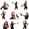 Collage elegant fashionable woman with a gun in hands