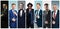 Collage of elegant men in suits