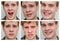 Collage of emotions and moods of teen boy in one day