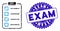 Collage Examination List Icon with Scratched Exam Stamp