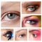 Collage Eyes close-up beauty with creative makeup