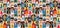 Collage of faces of surprised multiethnic people isolated on multicolored backgrounds. Happy men, women and kids. Human
