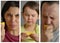 Collage with family eating lemon and making silly faces
