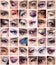 Collage of female eyes images with creative makeup