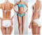 Collage of a fit female body in underwear. Health, sport, fitness, nutrition, weight loss, diet, cellulite removal