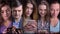 Collage of five people using the smartphone