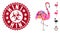 Collage Flamingo Bird Icon with Grunge H1N1 Seal