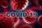 Collage of Flu COVID-19 virus cells in blood under the microscope