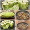 Collage of foods pancake rolls
