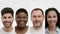 Collage Of Four Happy Multiethnic People Portraits Over White Backgrounds