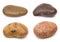 Collage of Four Smooth Stones on a White Background