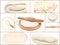 Collage with fresh yeast dough,rolling pin, wooden cutting