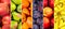 Collage of fruit textures horizontal image