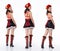 Collage Group Full length body Figure snap of 20s Asian Indian Arab Woman black hair Red Bikini