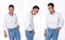 Collage Group Half body Figure face of 20s Asian University student man black hair white shirt jean