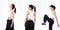 Collage Group half body Figure snap of 20s Asian Indian Arab Woman black hair vast pants and sneaker