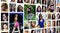 Collage group portraits of young caucasian girls for social media network. Set of round female pics isolated on a white background