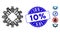 Collage Hardware Gear Icon with Textured 10 Percent Seal