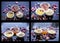 Collage of Herbal face pack of gram flour and honey with some rose petals on wooden surface.