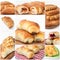 Collage image with baked rolls