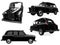 Collage of isolated black taxi