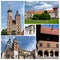 Collage of Krakow famous landmarks,listed as unesco heritage