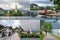 Collage of landmarks of Bled lake and town, Slovenia