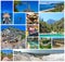 Collage of landmarks of Turkey: mount Tahtali, views of ancient architecture of castle and Goynuk canyon, panoramic